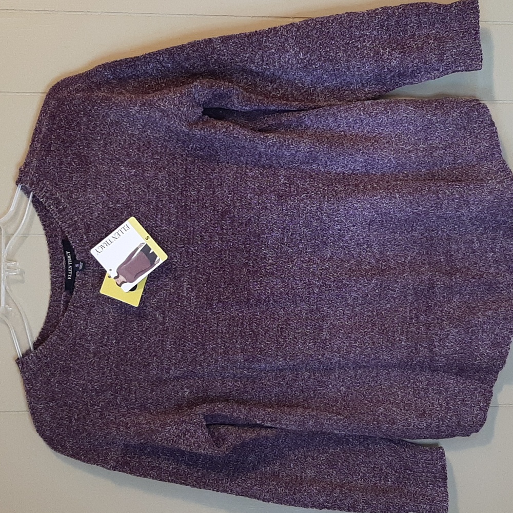 SALE Ellen Tracy Women's S Bordeaux Tweed Burgundy Knit Sweater NWT